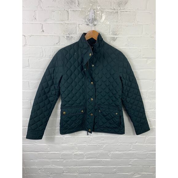 J. Crew Women's Full Zip Quilted Puffer Jacket Long Sleeves Green Size XS - Picture 1 of 4